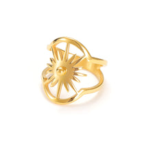 Load image into Gallery viewer, Celestial Sunburst Sculptural Sun Ring Gold