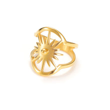 Load image into Gallery viewer, Celestial Sunburst Sculptural Sun Ring Gold