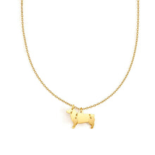 Load image into Gallery viewer, origami 3D gold corgi dog pendant chain minimalist dainty necklace