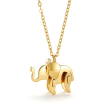 Load image into Gallery viewer, origami 3D gold elephant pendant chain minimalist dainty necklace