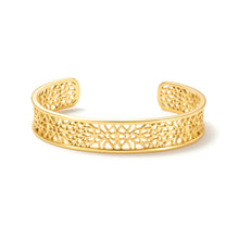 Load image into Gallery viewer, Arabesque Lace Open Cuff Bracelet with an elegant filigree openwork design inspired by geometric mosaic patterns, creating a timeless statement cuff.