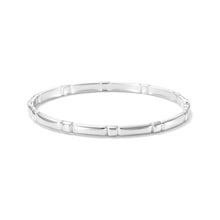 Load image into Gallery viewer, Silver Modern Minimalist Tile Link Hinged Bangle Bracelet with clean contour lines, geometric bar links, and a polished finish.