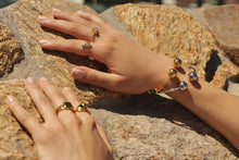 Load image into Gallery viewer, Gold Crossed Engrave CZ Ring