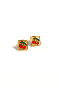 Cherry Square Studs