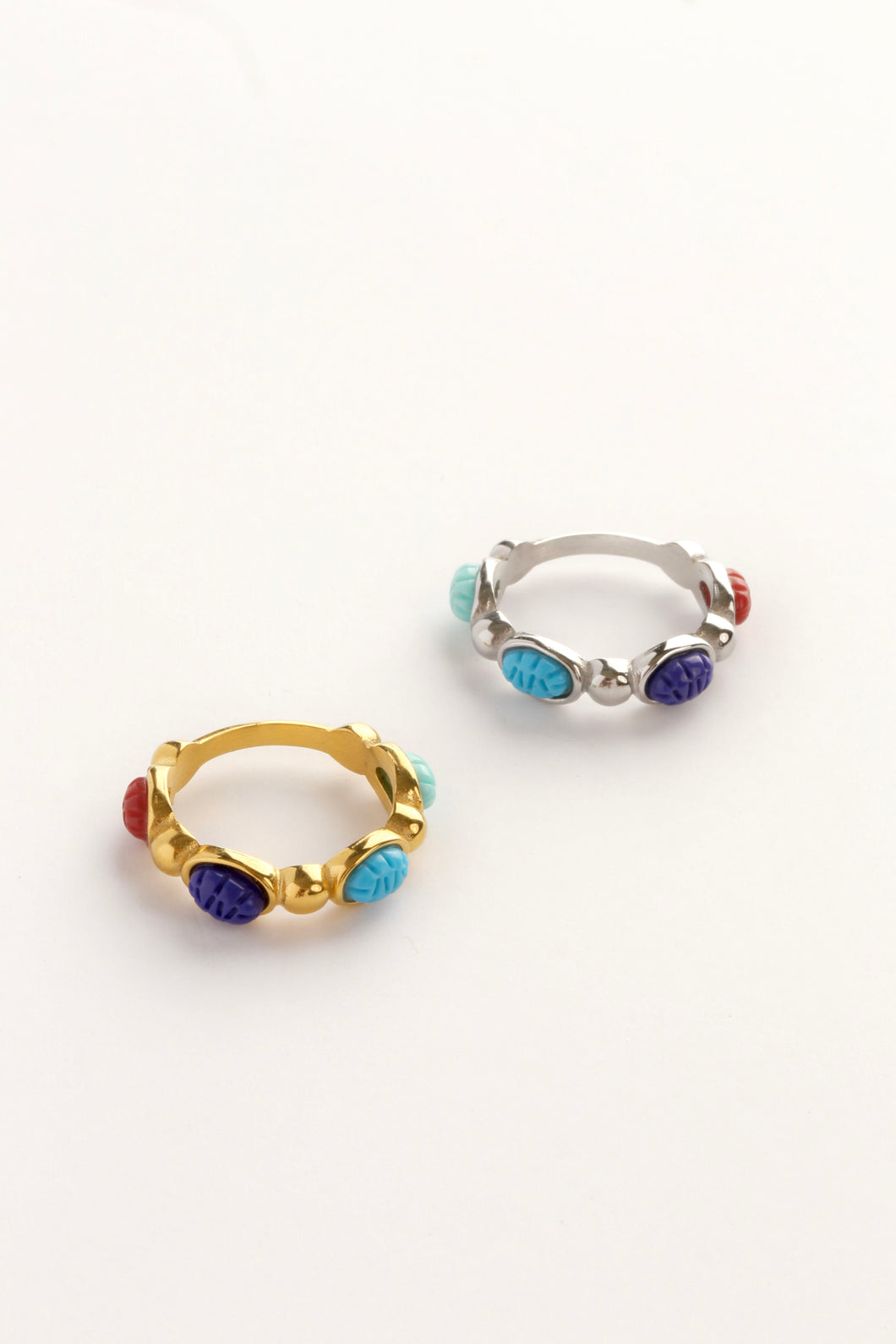 Colorful Gem Mosaic Rings