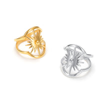 Load image into Gallery viewer, Celestial Sunburst Sculptural Sun Ring Silver and Gold
