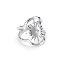 Load image into Gallery viewer, Celestial Sunburst Sculptural Sun Ring Silver
