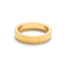 Load image into Gallery viewer, Brushed gold band ring with matte finish exterior and polished inner surface, minimalist modern everyday stacking ring.
