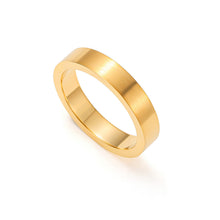 Load image into Gallery viewer, Brushed gold band ring with matte finish exterior and polished inner surface, minimalist modern everyday stacking ring.
