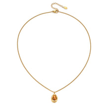 Load image into Gallery viewer, Oval Tiger Eye stone minimalist Pendant Dainty Chain Gold Necklace
