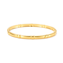 Load image into Gallery viewer, Gold Modern Minimalist Tile Link Hinged Bangle Bracelet featuring sleek linear bar links and a polished architectural design.
