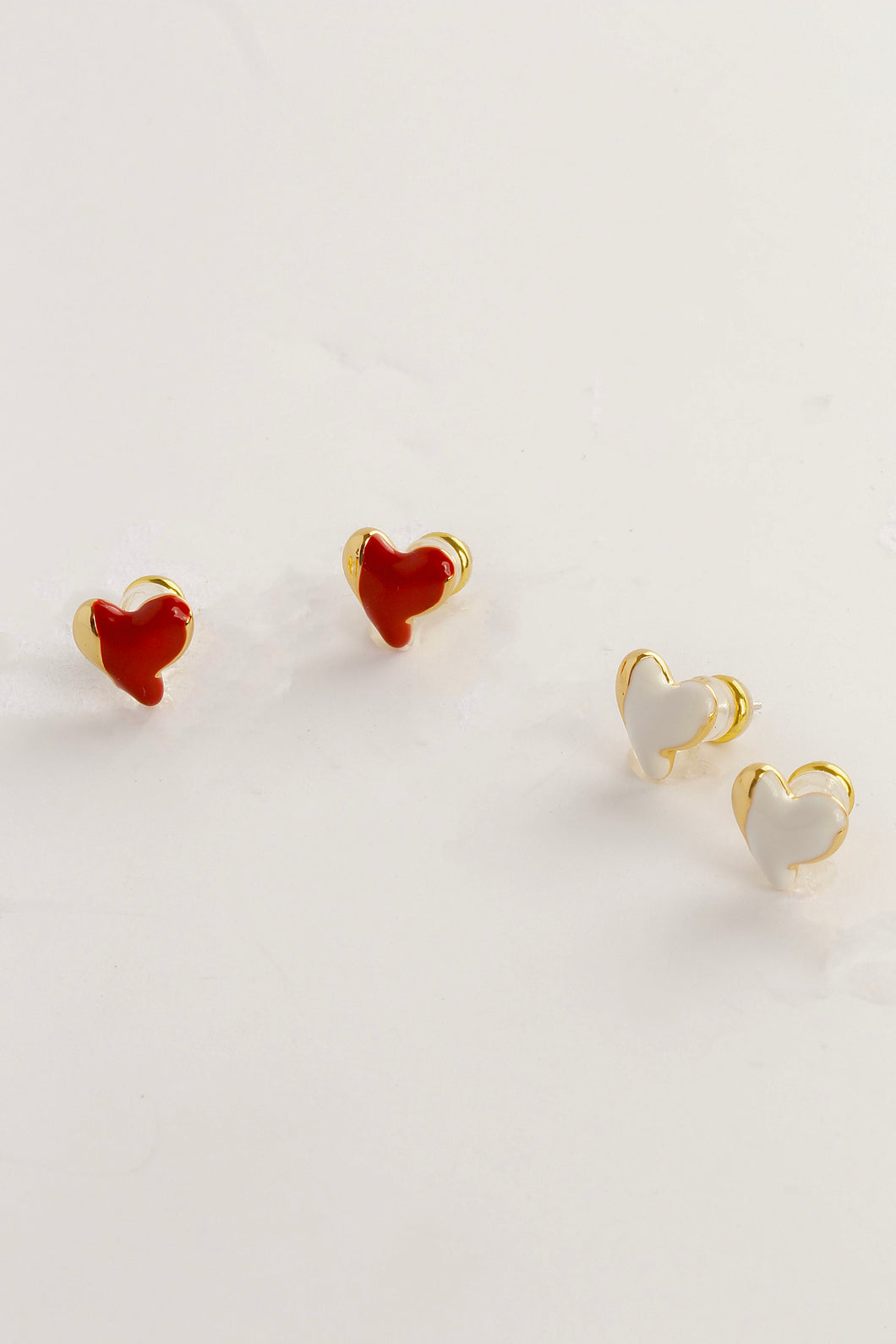 Enamel Heart Studs