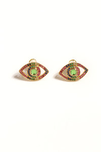 Evil Eyes Rainbow CZ Earrings