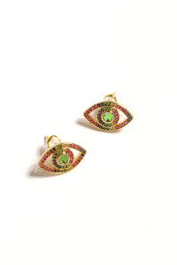 Evil Eyes Rainbow CZ Earrings