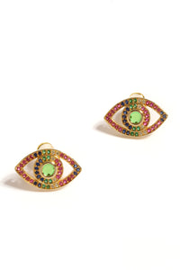 Evil Eyes Rainbow CZ Earrings