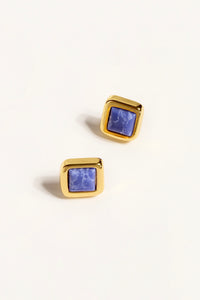 Royal Blue Square Stone Earrings