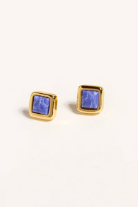 Royal Blue Square Stone Earrings