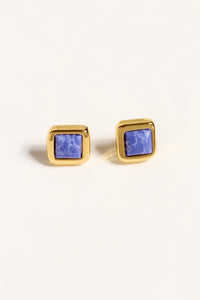 Royal Blue Square Stone Earrings