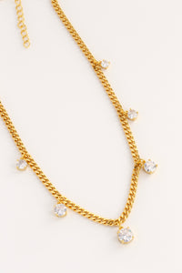 Golden CZ Beaded Charm Necklace