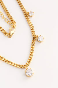 Golden CZ Beaded Charm Necklace