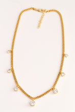 Load image into Gallery viewer, Golden CZ Beaded Charm Necklace
