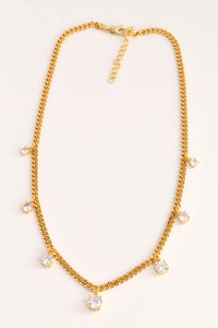 Golden CZ Beaded Charm Necklace