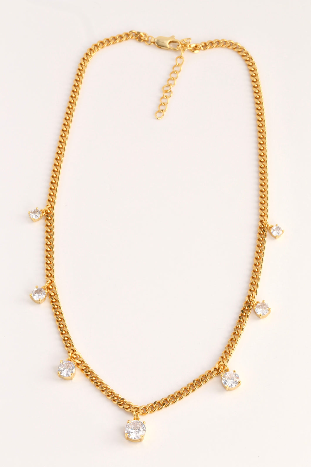 Golden CZ Beaded Charm Necklace