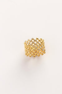 Golden Honeycomb Sparkle Ring