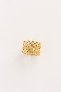 Golden Honeycomb Sparkle Ring