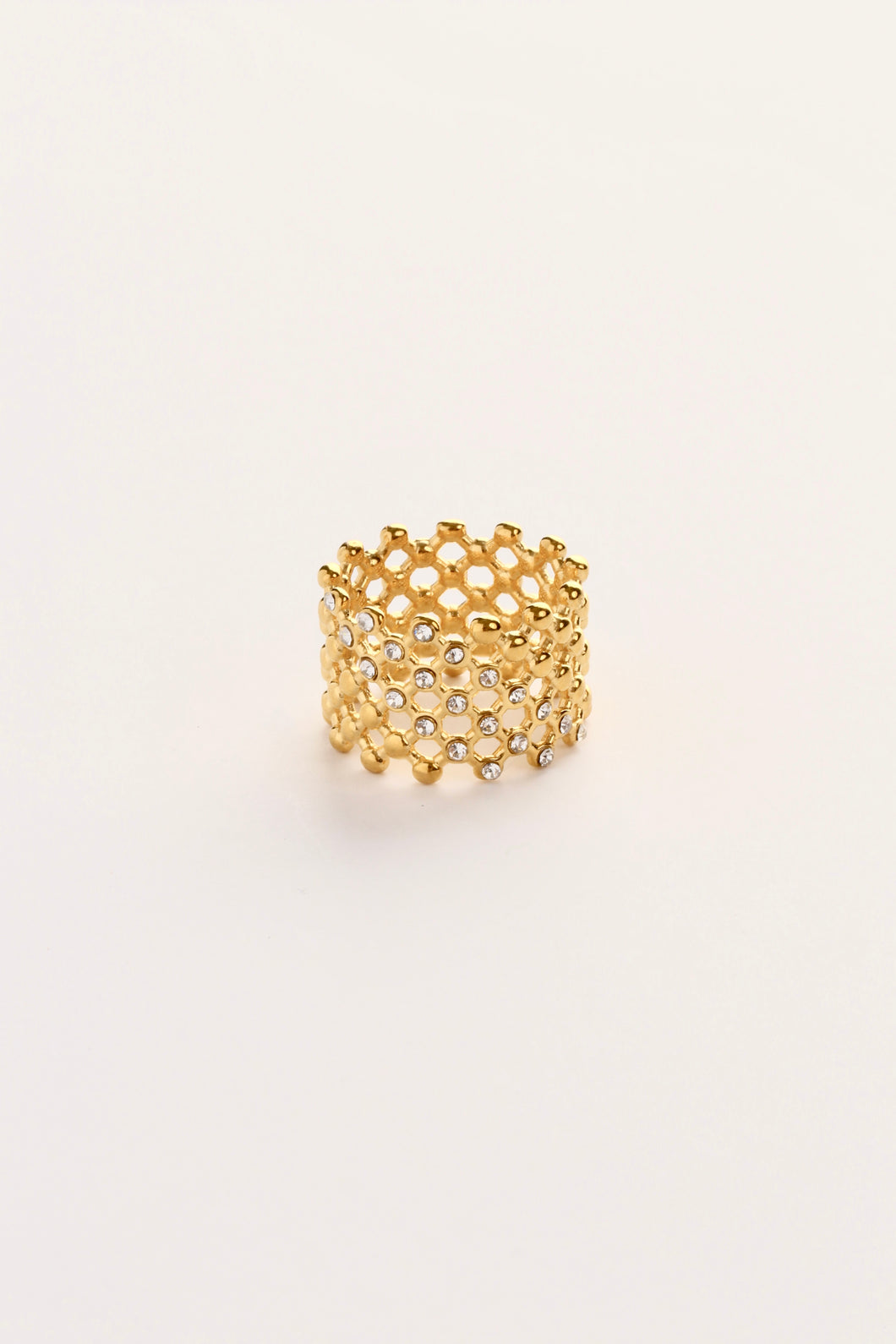 Golden Honeycomb Sparkle Ring