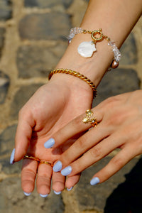 White Quartz Crystal Freshwater Pearl Bracelet