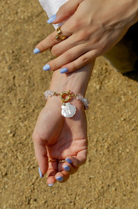 White Quartz Crystal Freshwater Pearl Bracelet