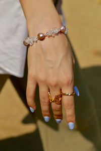 White Quartz Crystal Freshwater Pearl Bracelet