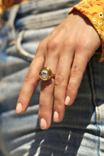 Load image into Gallery viewer, Gold Sphere Ball CZ Ring
