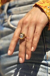 Gold Sphere Ball CZ Ring