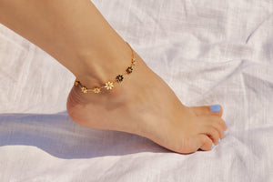 Gold Daisy Flower Anklet