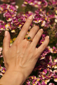 Gold Emerald Sphere Ring