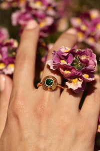 Gold Emerald Sphere Ring