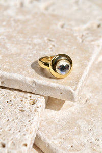 Gold Sphere Ball CZ Ring