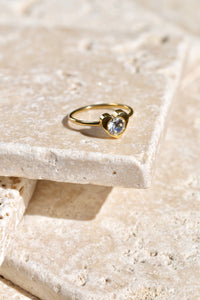 Gold Heart CZ Ring