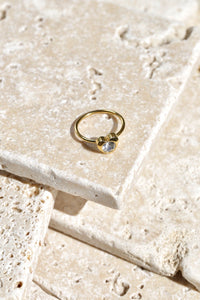 Gold Heart CZ Ring