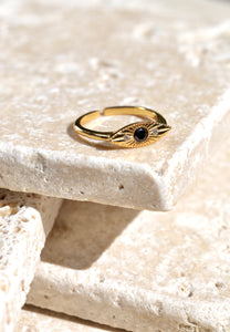 Gold Evil Eye CZ Ring