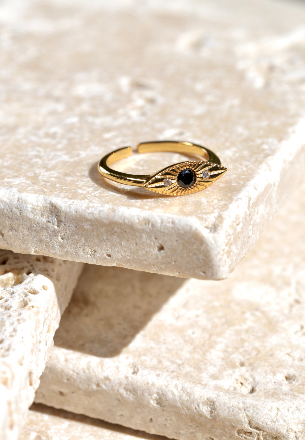 Gold Evil Eye CZ Ring