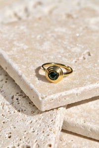 Gold Emerald Sphere Ring