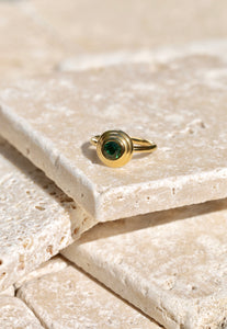 Gold Emerald Sphere Ring