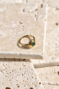 Gold Emerald Sphere Ring