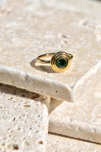 Gold Emerald Sphere Ring