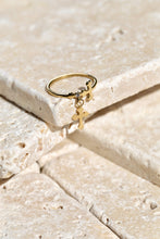 Load image into Gallery viewer, Gold Crossed Engrave CZ Ring
