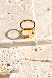 Gold H Geometric Ring