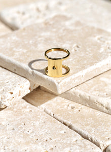 Gold H Geometric Ring